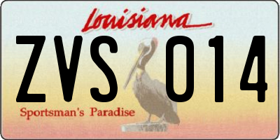 LA license plate ZVS014