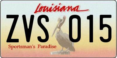 LA license plate ZVS015
