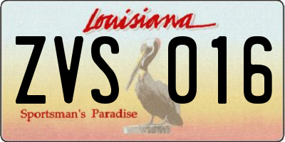 LA license plate ZVS016