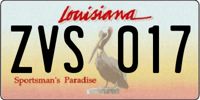 LA license plate ZVS017
