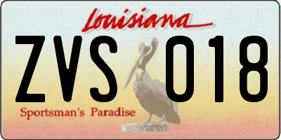 LA license plate ZVS018