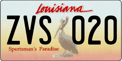 LA license plate ZVS020