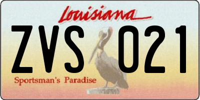 LA license plate ZVS021