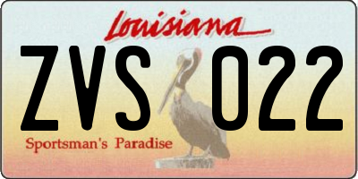LA license plate ZVS022