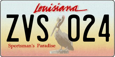 LA license plate ZVS024