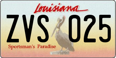 LA license plate ZVS025