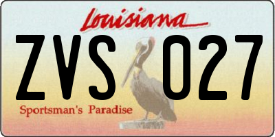 LA license plate ZVS027