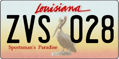 LA license plate ZVS028