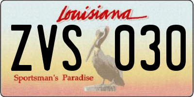 LA license plate ZVS030