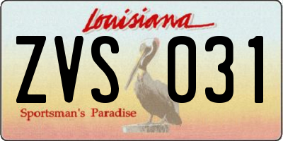 LA license plate ZVS031