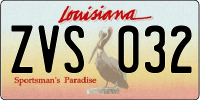 LA license plate ZVS032