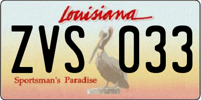 LA license plate ZVS033