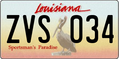 LA license plate ZVS034