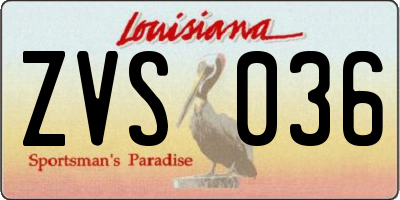 LA license plate ZVS036