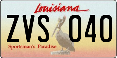 LA license plate ZVS040