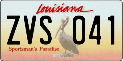 LA license plate ZVS041