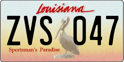 LA license plate ZVS047