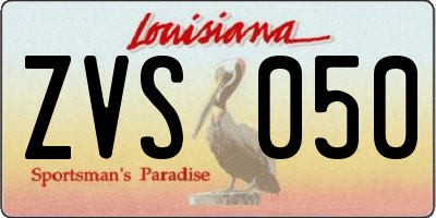 LA license plate ZVS050