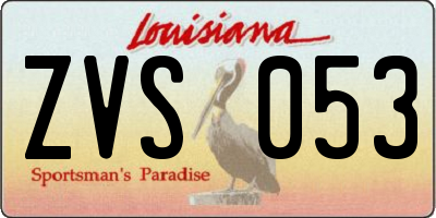 LA license plate ZVS053