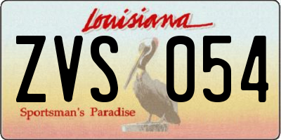 LA license plate ZVS054