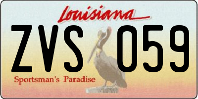 LA license plate ZVS059