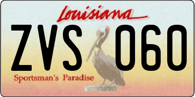 LA license plate ZVS060