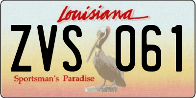 LA license plate ZVS061