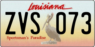 LA license plate ZVS073