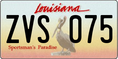 LA license plate ZVS075