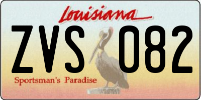 LA license plate ZVS082