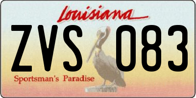 LA license plate ZVS083