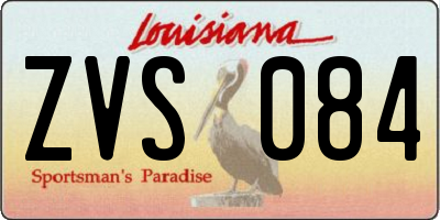 LA license plate ZVS084