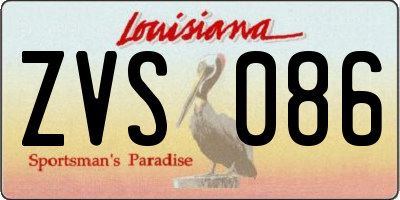 LA license plate ZVS086