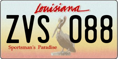 LA license plate ZVS088