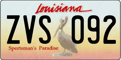 LA license plate ZVS092