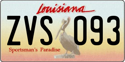 LA license plate ZVS093