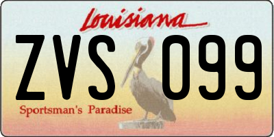 LA license plate ZVS099