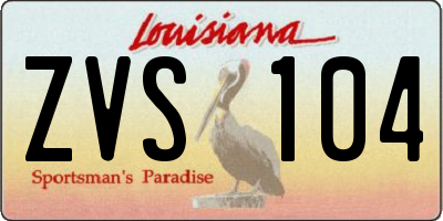 LA license plate ZVS104