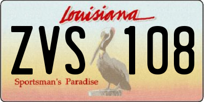 LA license plate ZVS108