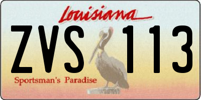 LA license plate ZVS113