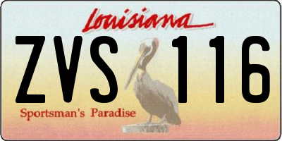 LA license plate ZVS116