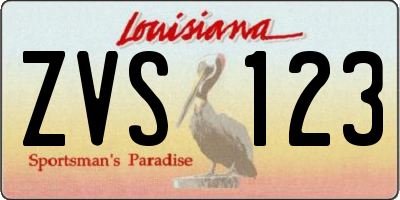 LA license plate ZVS123
