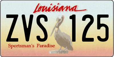 LA license plate ZVS125