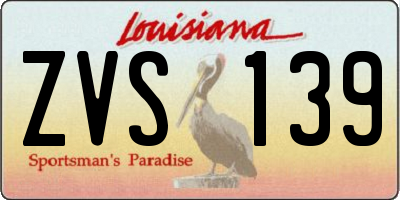 LA license plate ZVS139