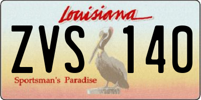 LA license plate ZVS140