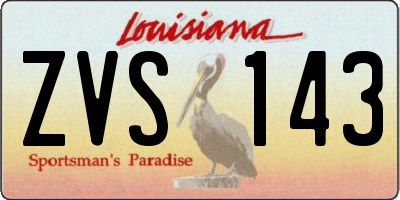 LA license plate ZVS143