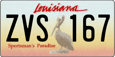 LA license plate ZVS167