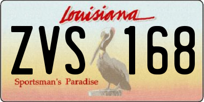 LA license plate ZVS168