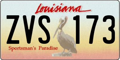 LA license plate ZVS173