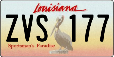 LA license plate ZVS177